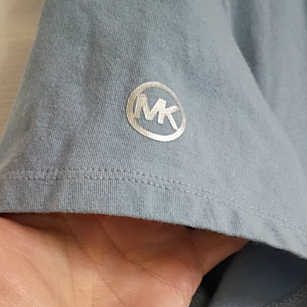 Michael Kors Light Blue Short Sleeve Polo Zip Top - Picture 6 of 6